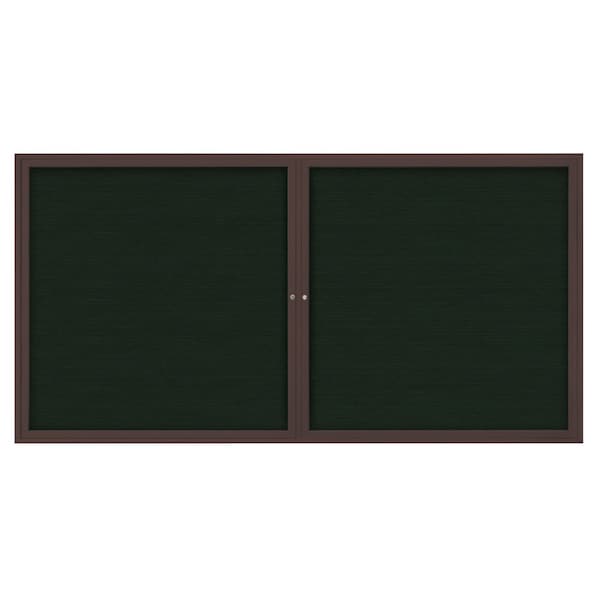 72"x36" 3-Door Enclosed Outdoor Letterboard, Green Felt/Bronze